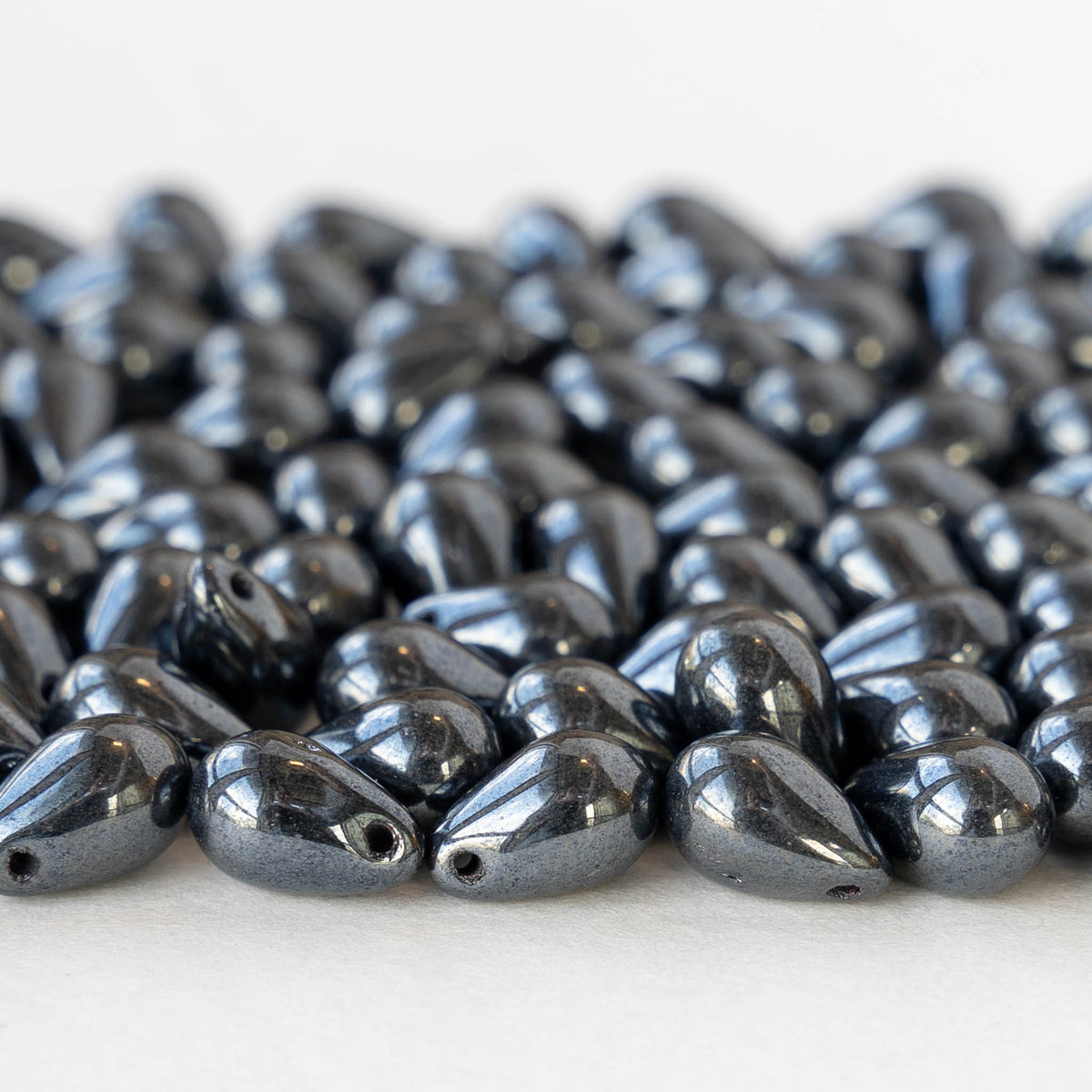 Czech Glass Beads 50-Piece - 6x9mm Teardrop Jet Black Opaque, Bohemia Crystal