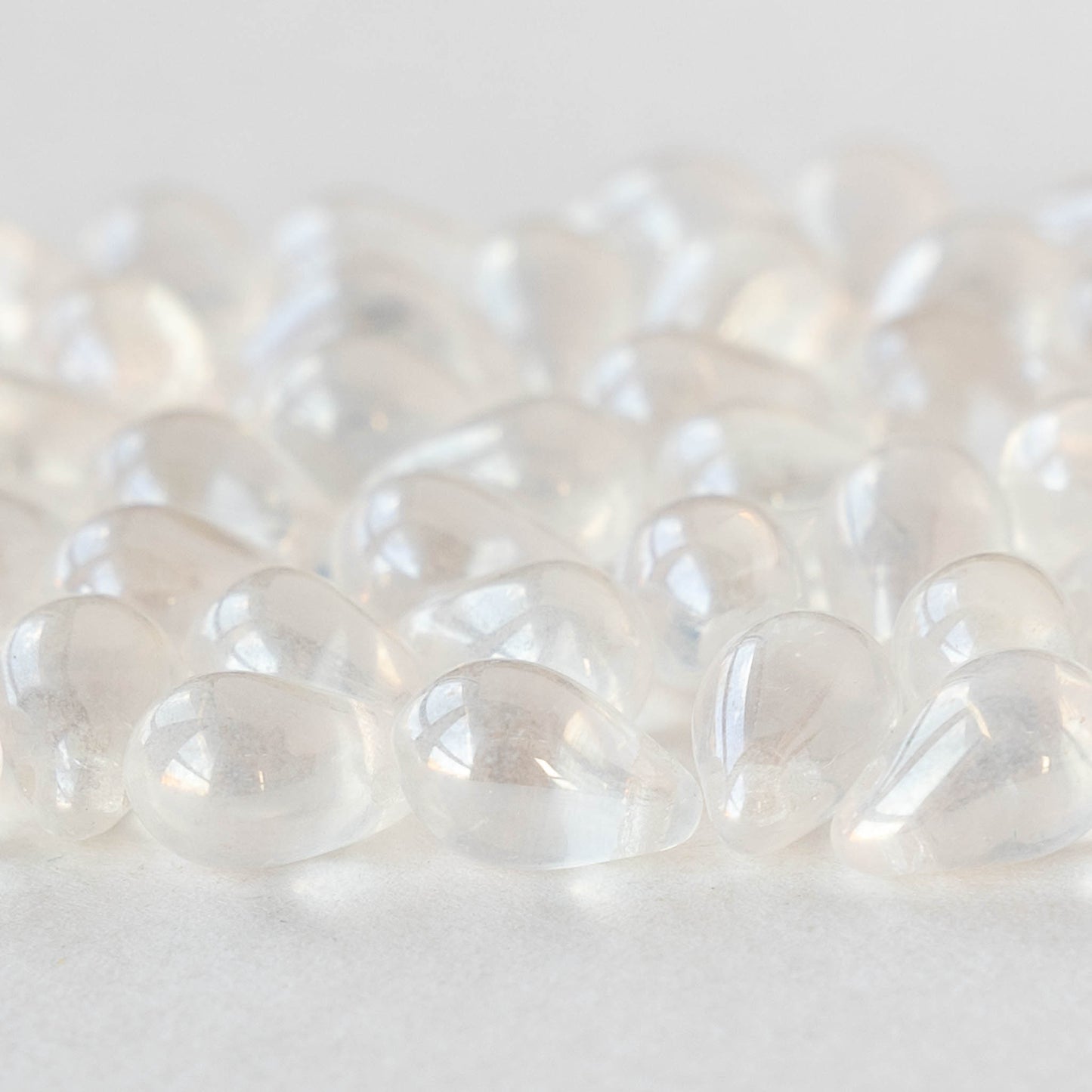 6x9mm Glass Teardrop Beads -Crystal - 50 Beads