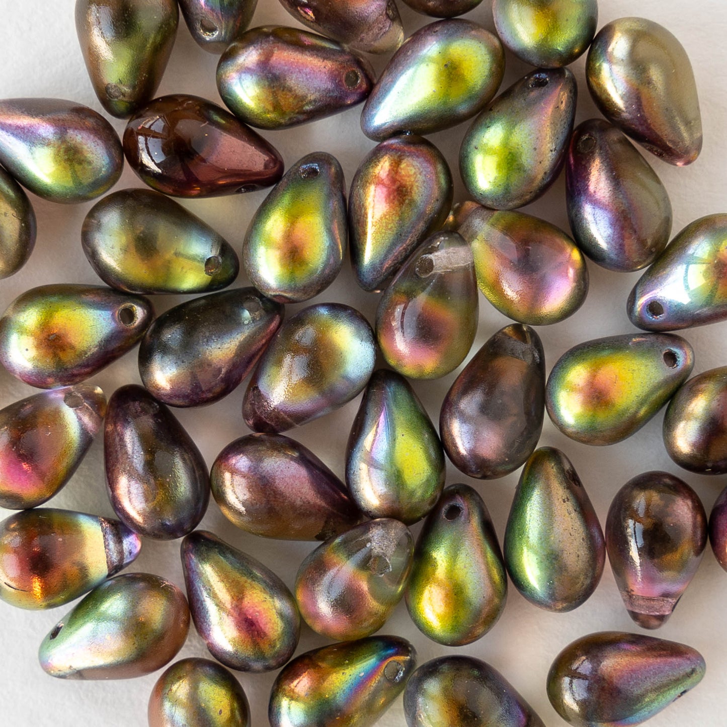 6x9mm Glass Teardrop Beads - Crystal Magic Apple - 25 Beads