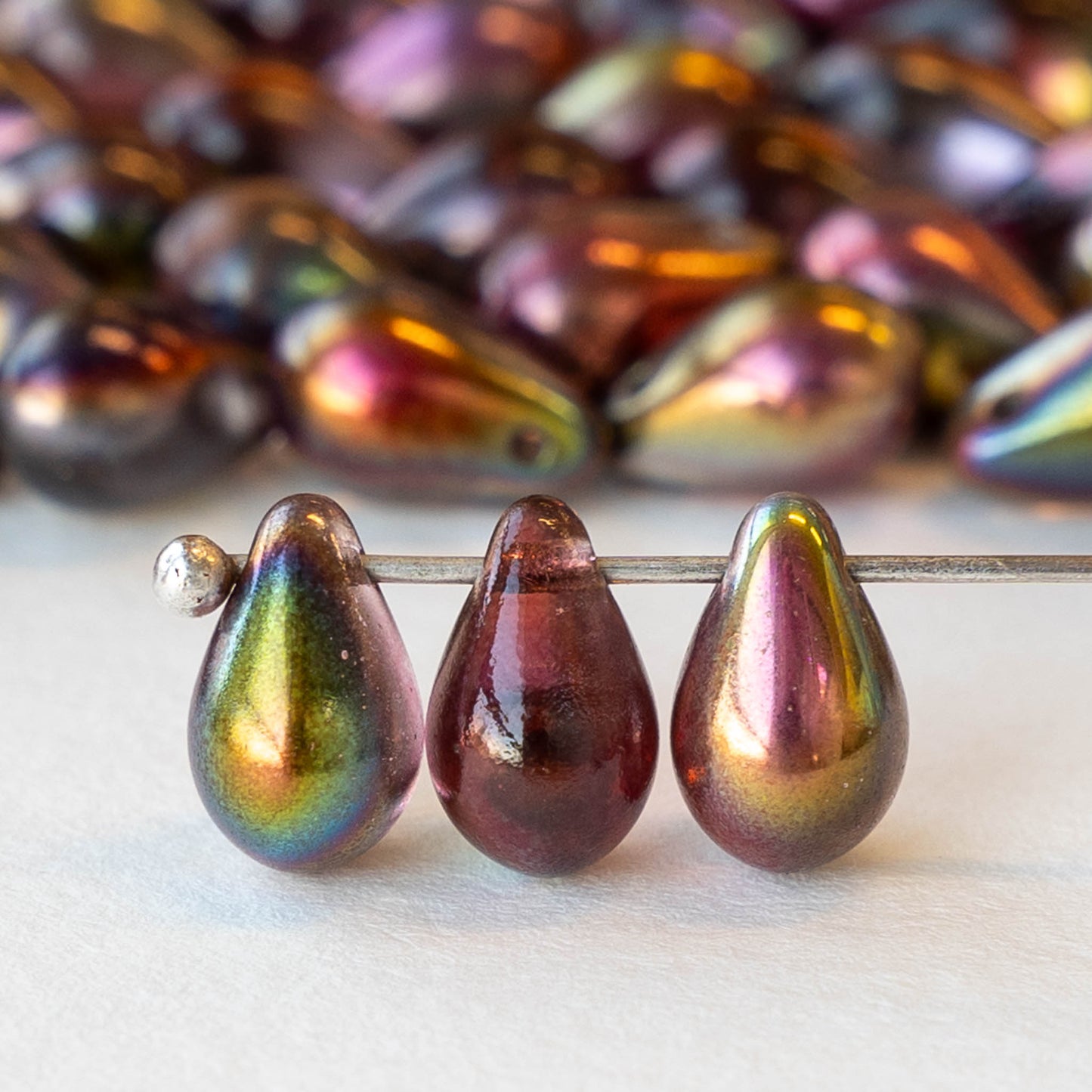 6x9mm Glass Teardrop Beads - Crystal Magic Wine - 25 Beads