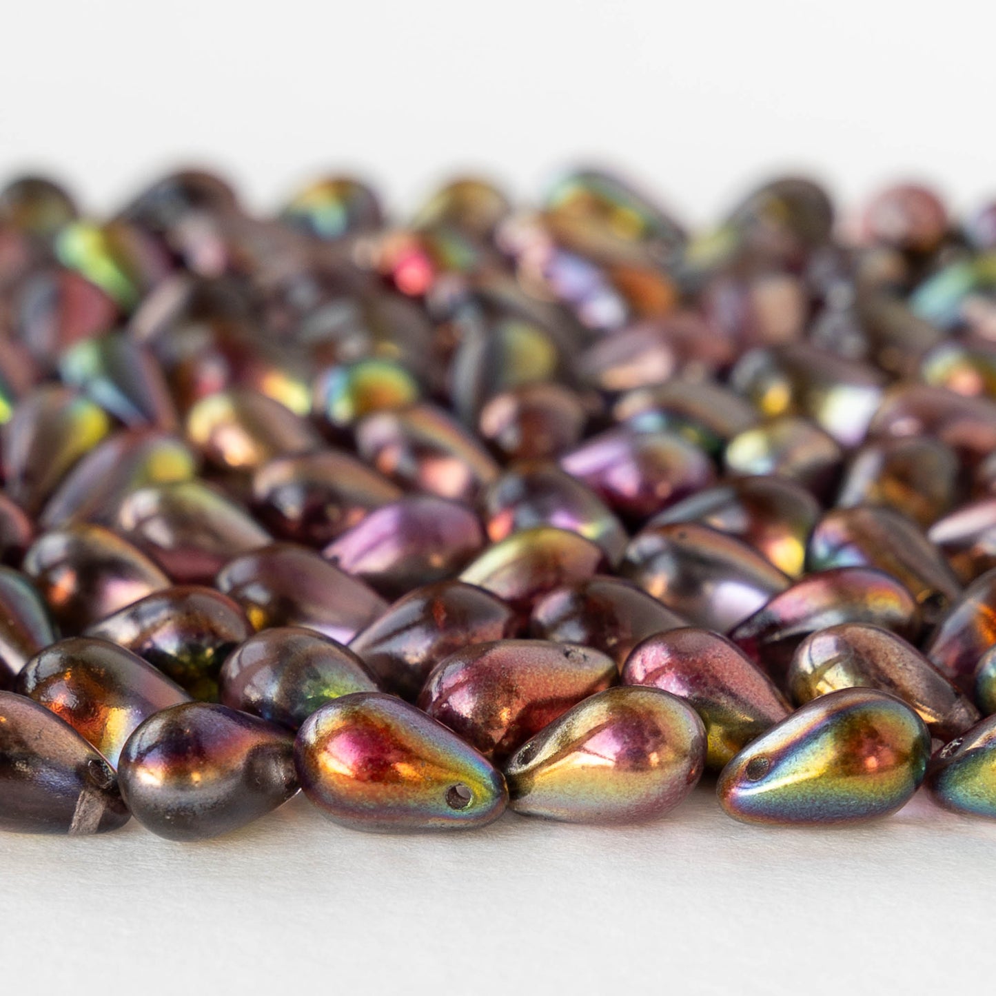 6x9mm Glass Teardrop Beads - Crystal Magic Wine - 25 Beads