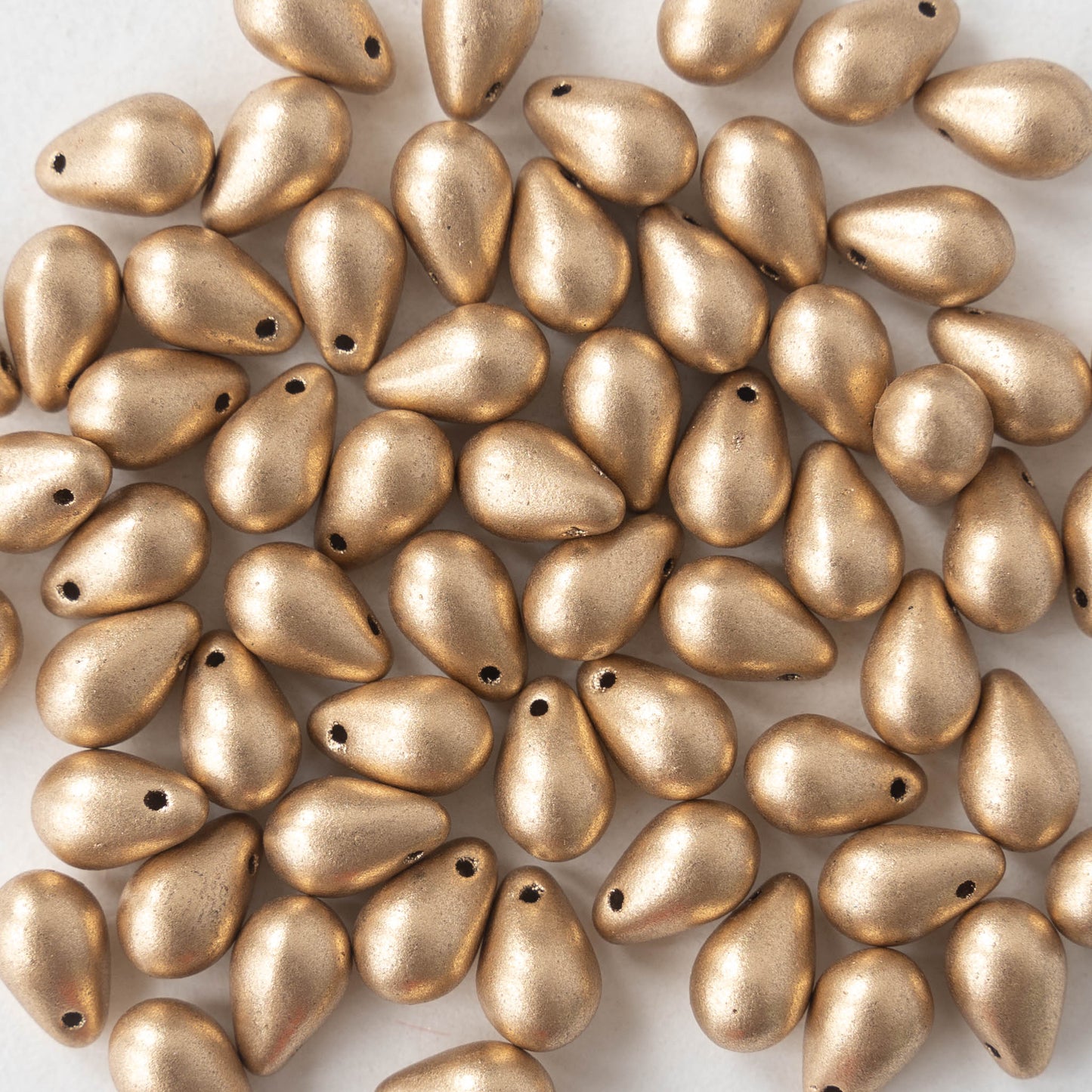 6x9mm Glass Teardrop Beads - Gold Matte - 50 Beads