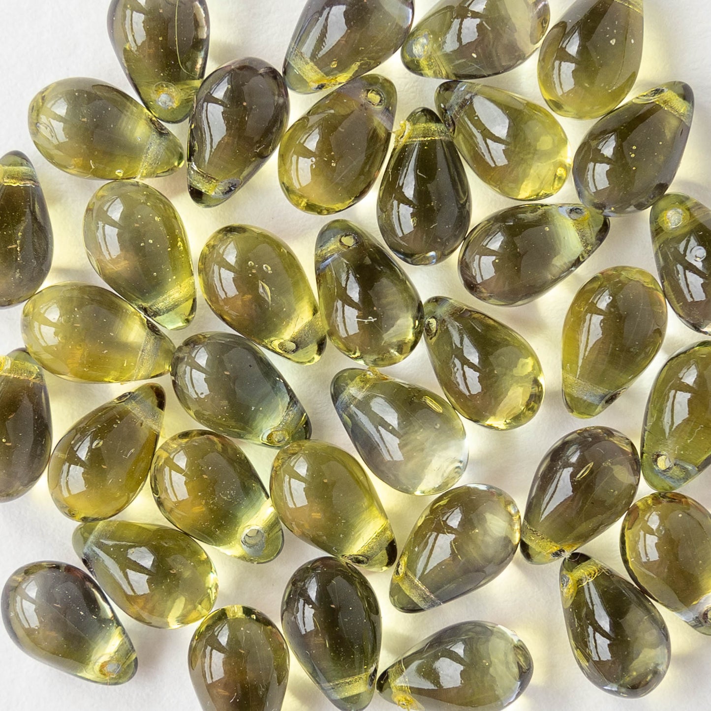 6x9mm Glass Teardrop Beads - Blue Green Mix - 60 Beads