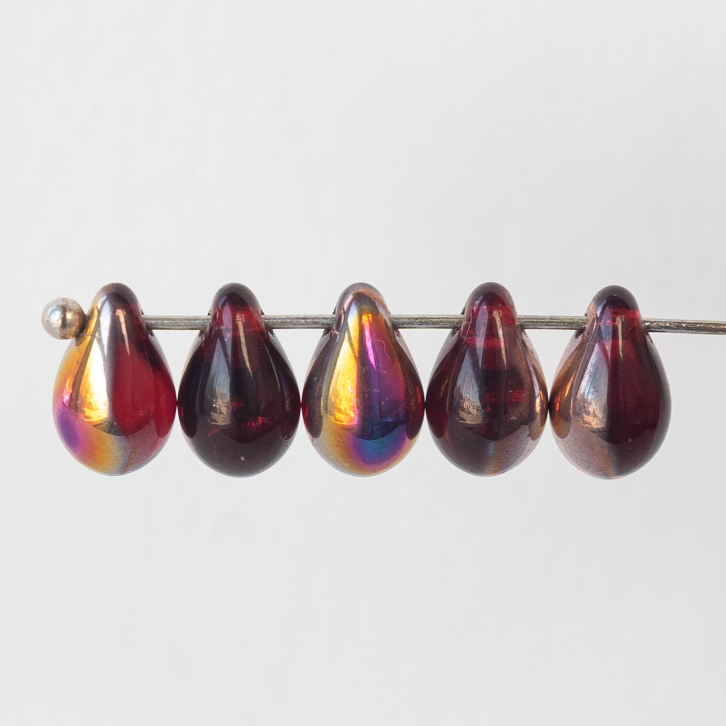 6x9mm Glass Teardrop Beads - Red Marea - 50 Beads