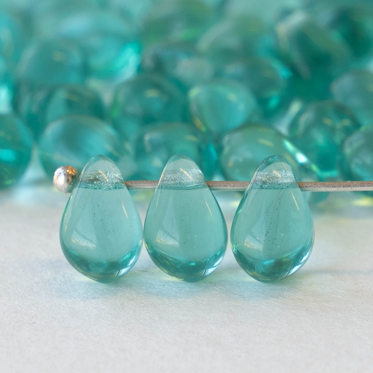 6x9mm Glass Teardrop Beads - Seafoam - 50 Beads