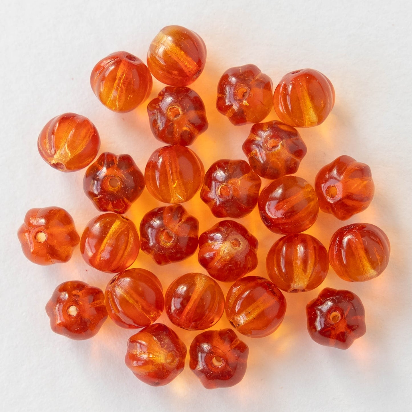 7mm Melon Bead - Orange Yellow Mix - 25 Beads