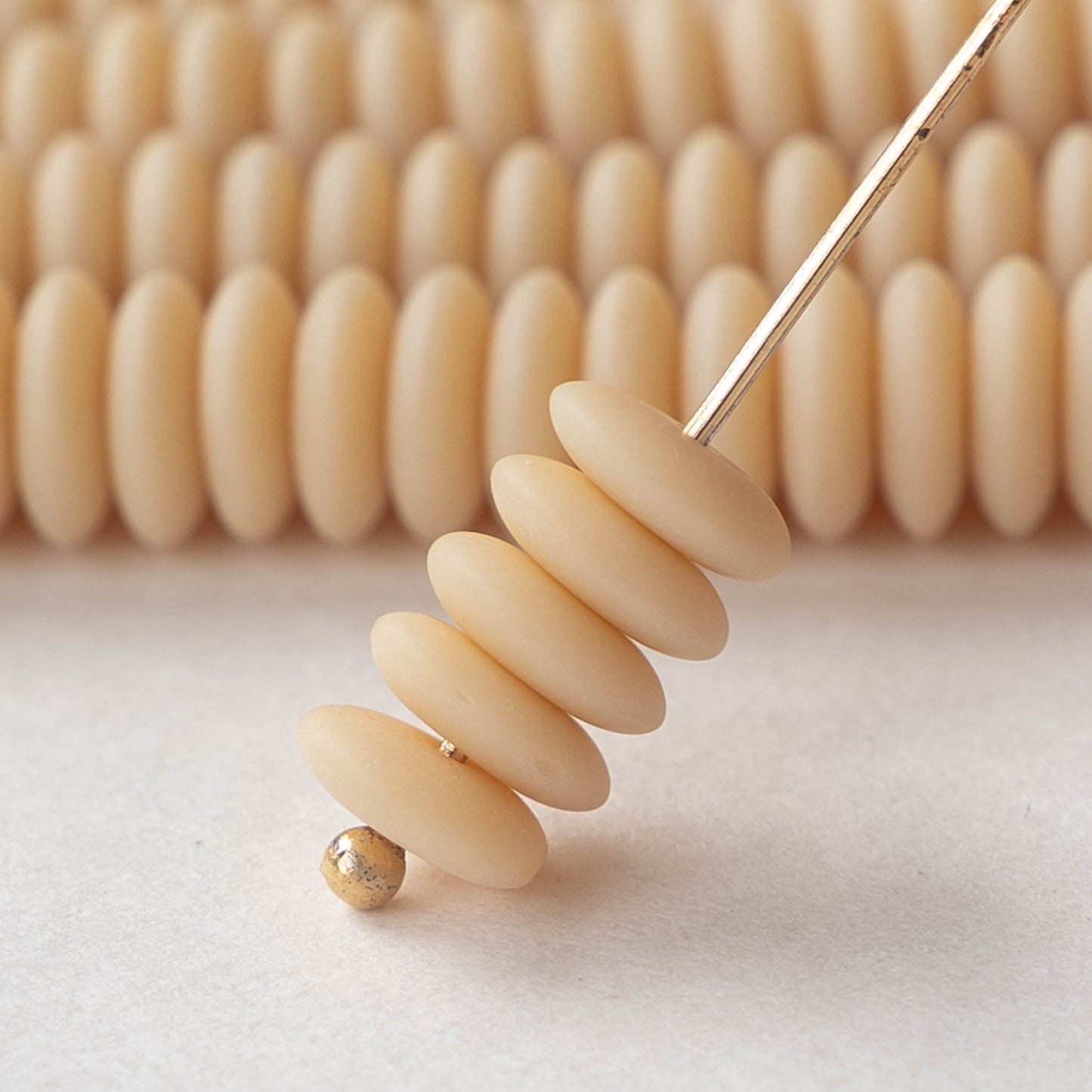 7mm Rondelle Beads - Ivory Matte - 50 Beads