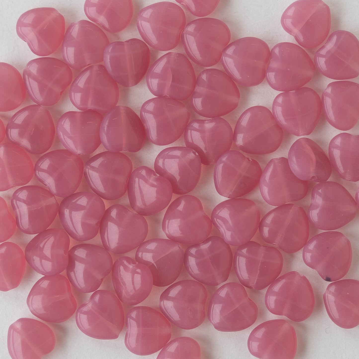 8mm Heart Beads - Pink Opaline - 20 hearts