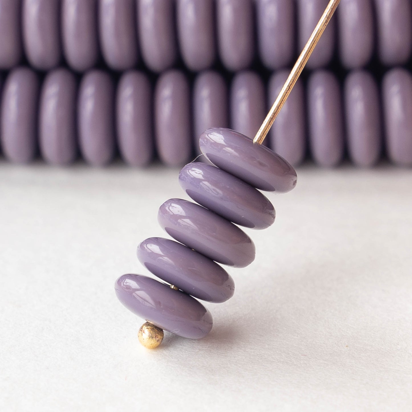 8mm Rondelle Beads - Opaque Lavender Purple - 30 Beads