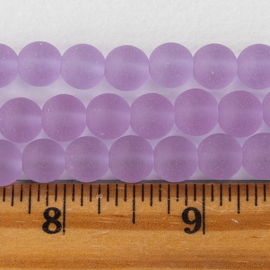 8mm Frosted Glass Rounds - Lilac - 16 Inches