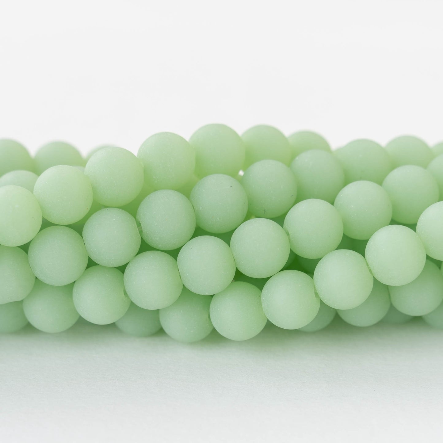 10mm Frosted Glass Rounds - Opaque Celadon Green - 21 beads