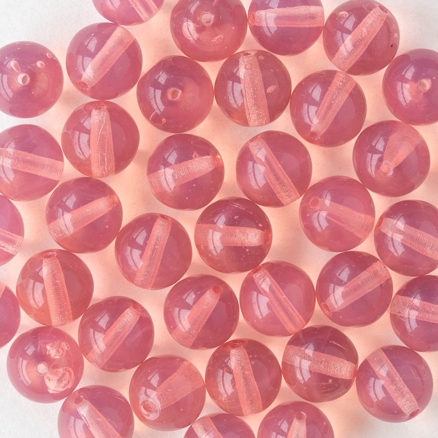 8mm Round Glass Beads - Pink Opaline - 20 beads
