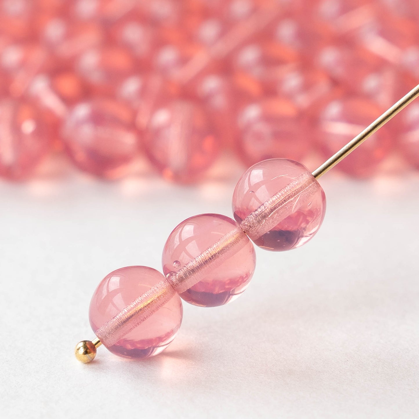 8mm Round Glass Beads - Pink Opaline - 20 beads