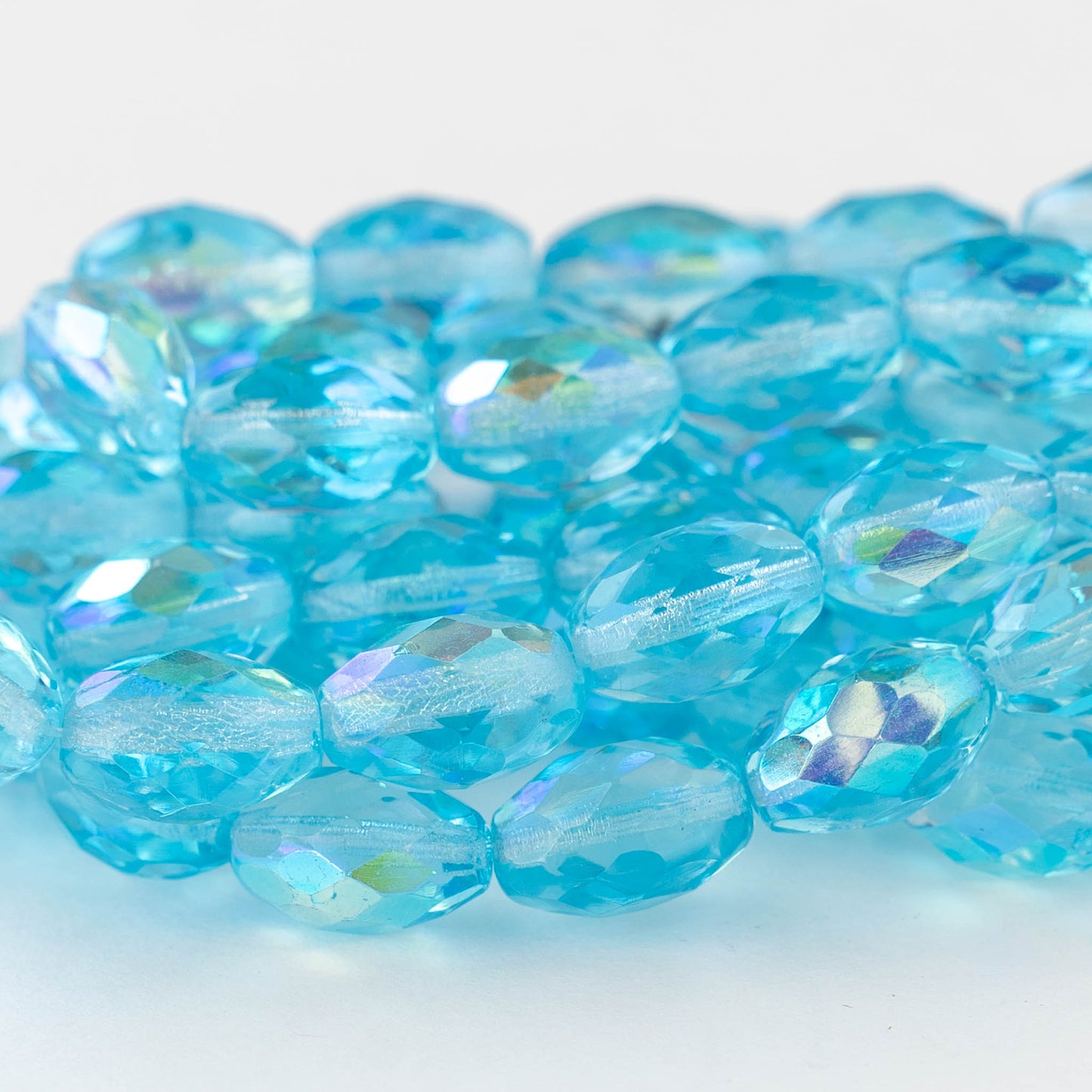 12x8mm Oval Beads - Aquamarine Blue AB- 12 beads