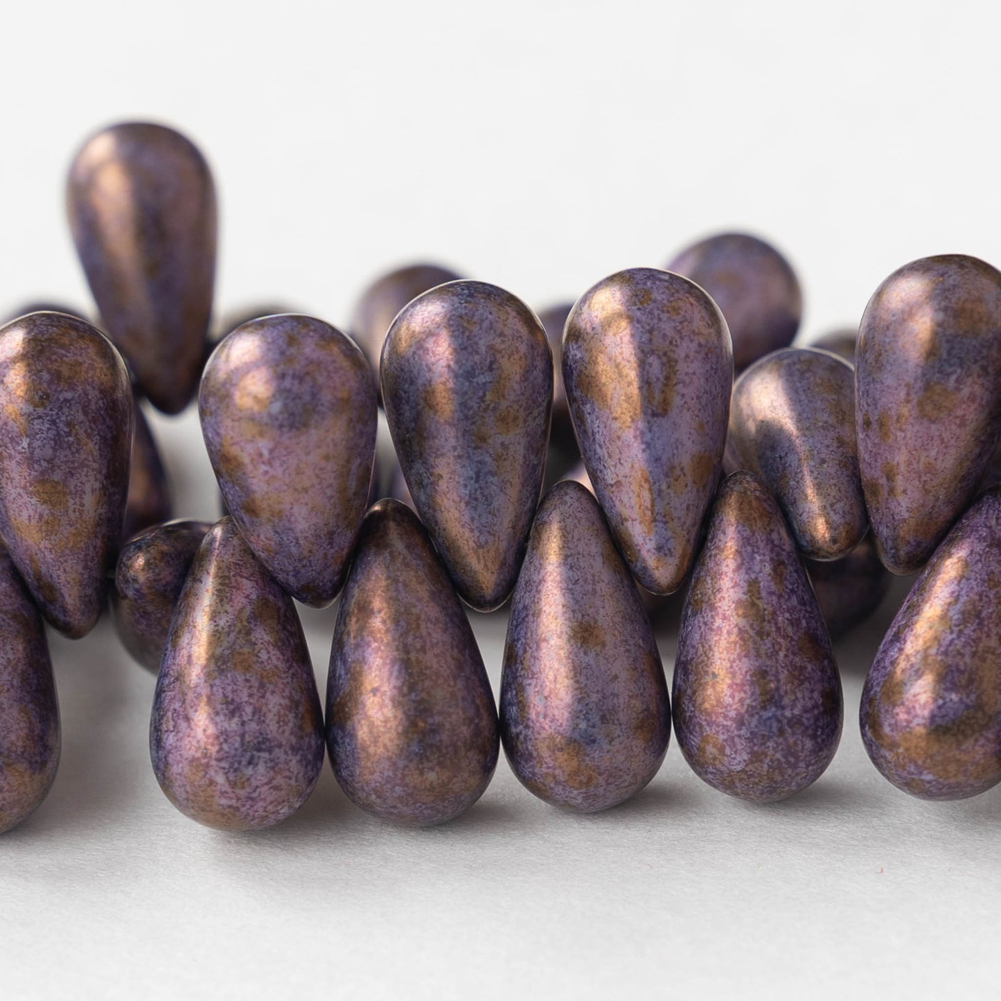 15mm Glass Teardrop Beads - Opaque Purple - 20 Beads