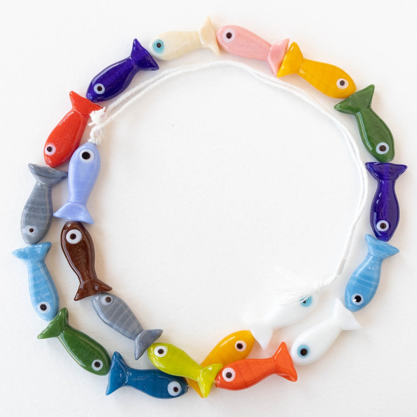 Handmade Glass Fish Beads - Colorful Mix - 20 beads