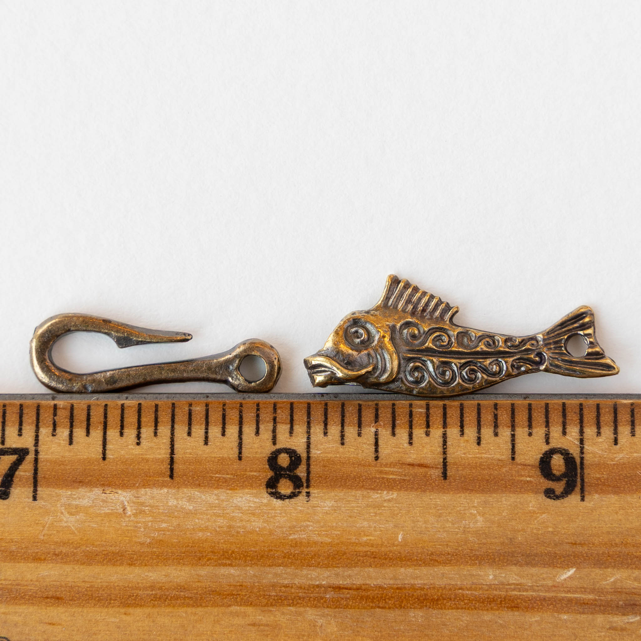 Fish Hook Clasp - Antique Brass