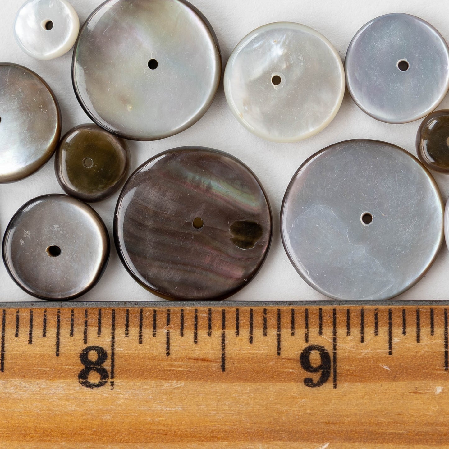 Graduated Abalone Disk Beads - 14 beads