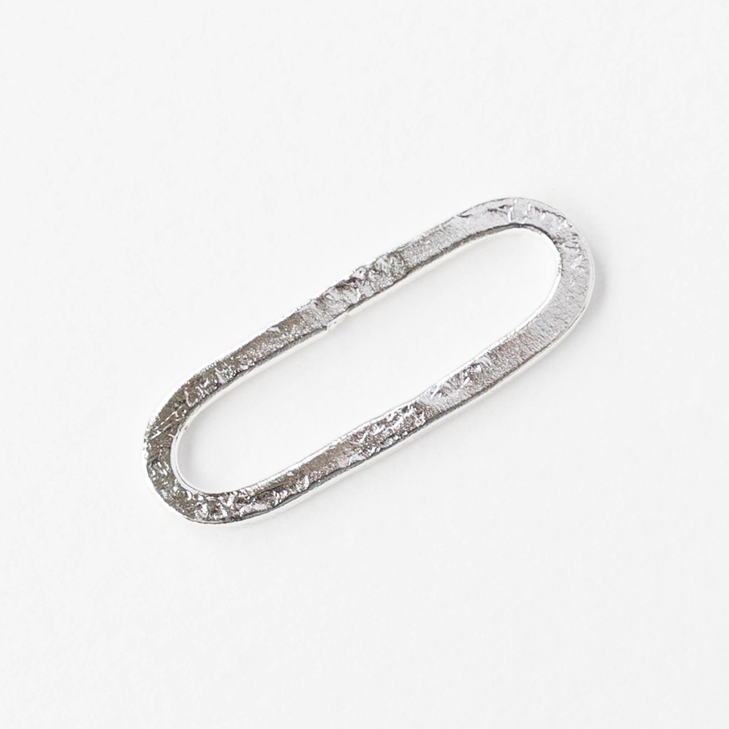 30x11mm Hammered Elongated Oval Hoop - Silver Plated - 1, 2 or 6 pieces