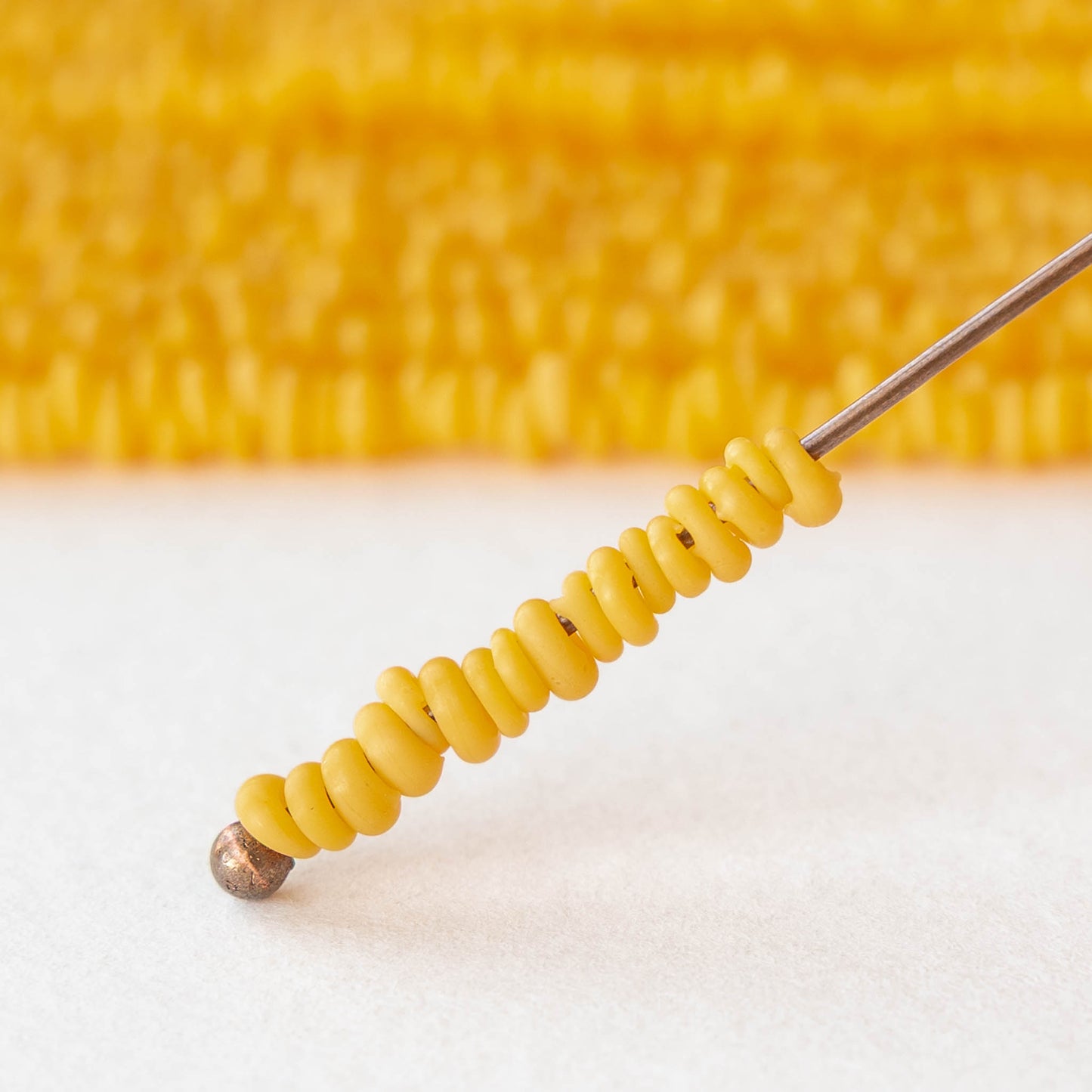 Rustic Indonesian Glass Ring Beads - Opaque Yellow - Whole or Half Strand