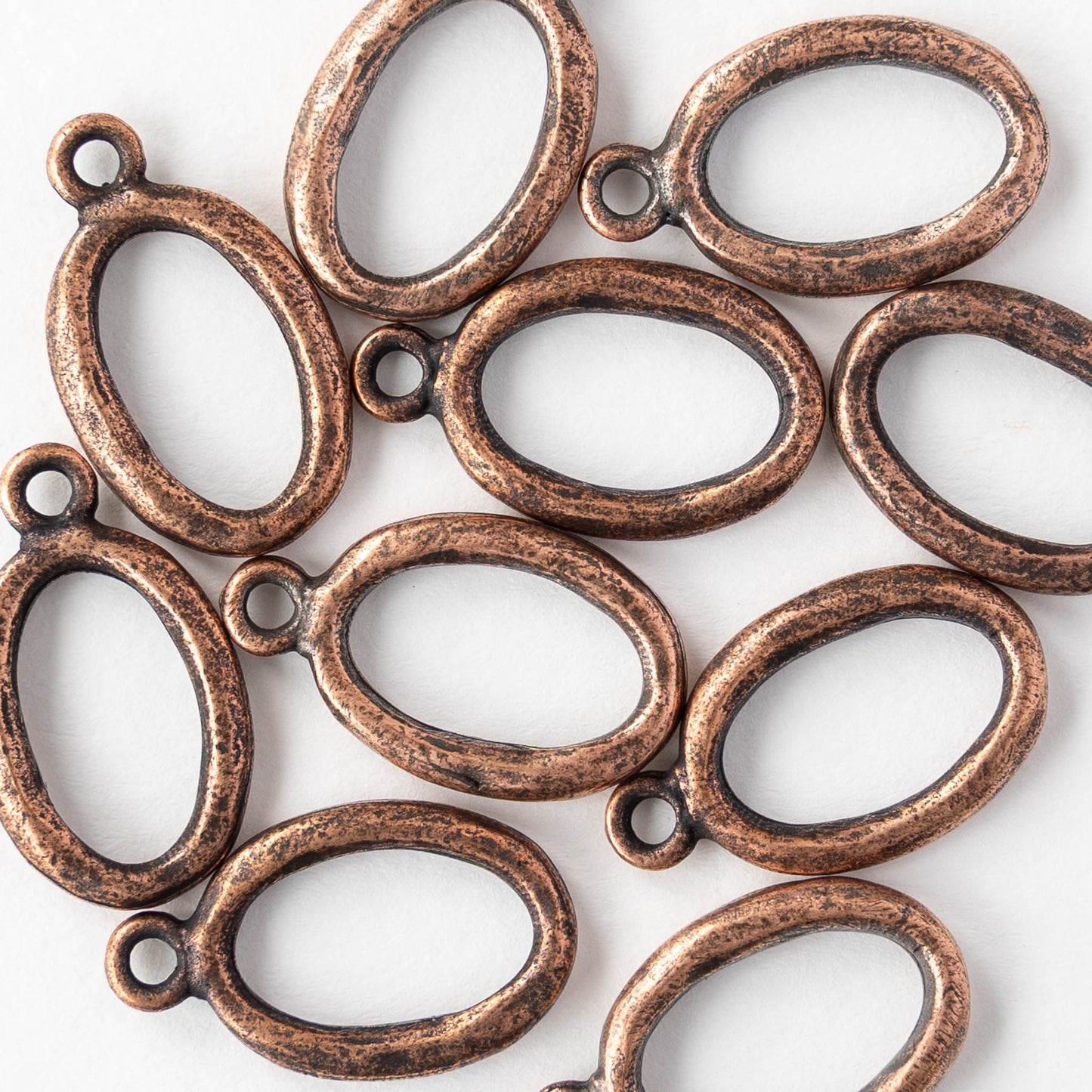 20x12mm Open Oval Pendant - Copper Plated - 1, 2 or 6 pieces