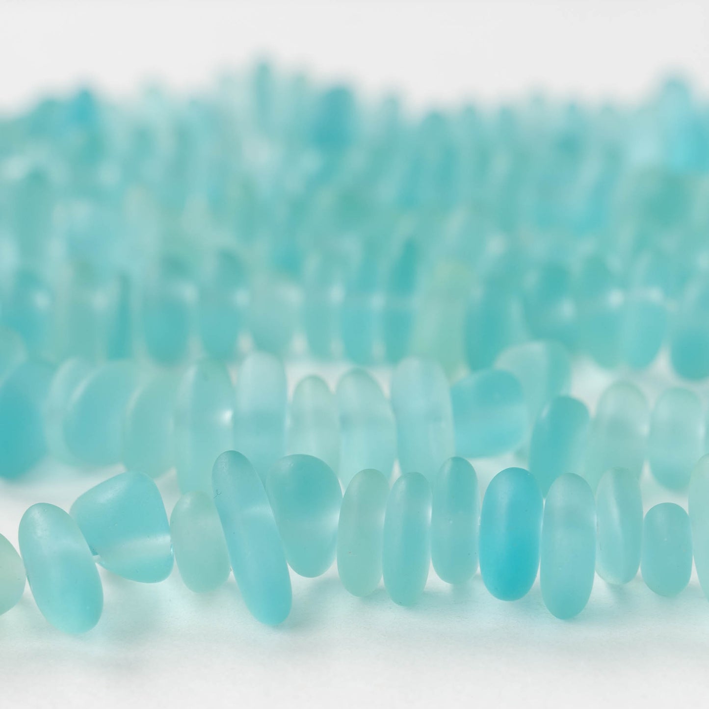 Frosted Glass Pebbles - Light Aqua Seafoam ~ 40 Beads