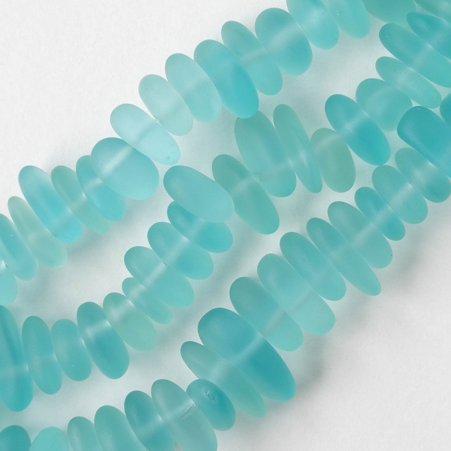 Frosted Glass Pebbles - Light Aqua Seafoam ~ 40 Beads
