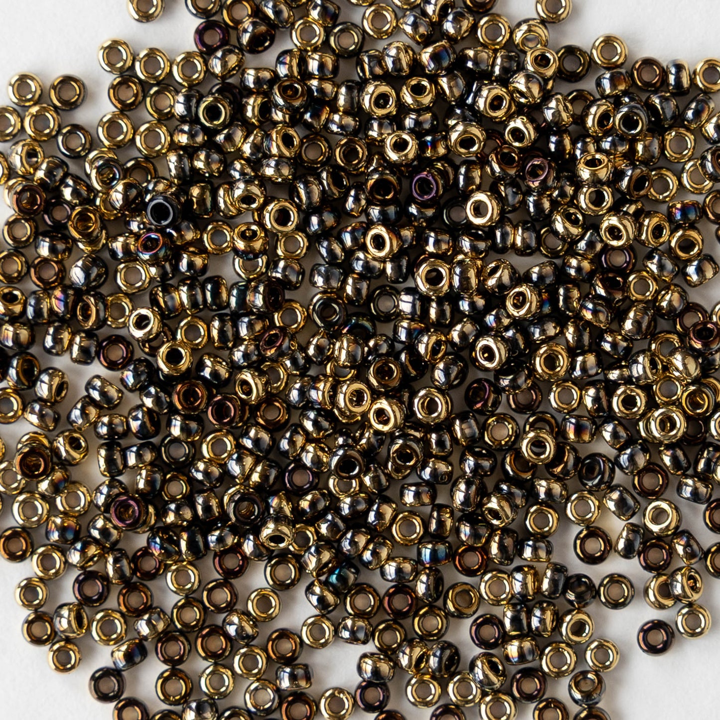 11/0 Seed Beads - Black and Gold - 10 grams