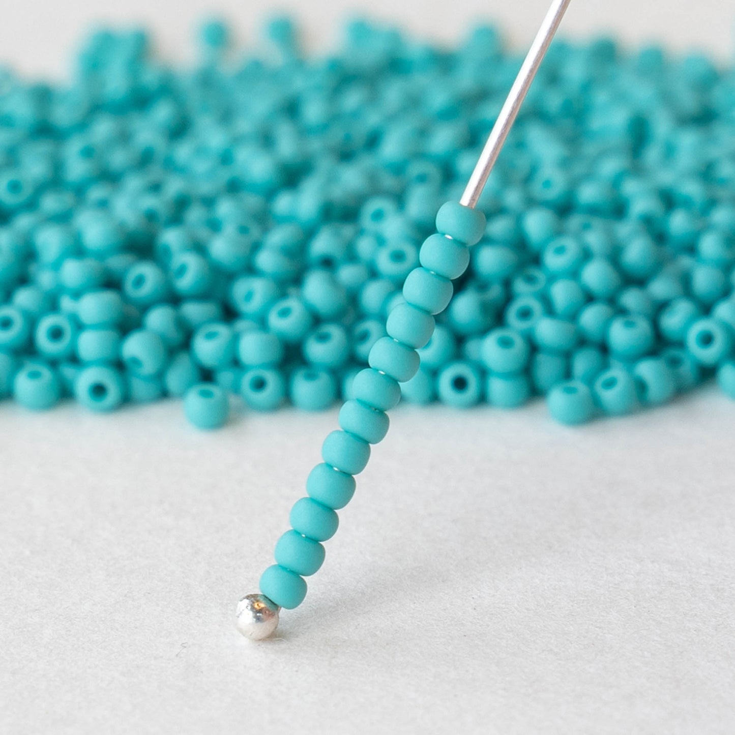 11/0 Seed Beads - Opaque Green Turquoise Matte - 24 gram