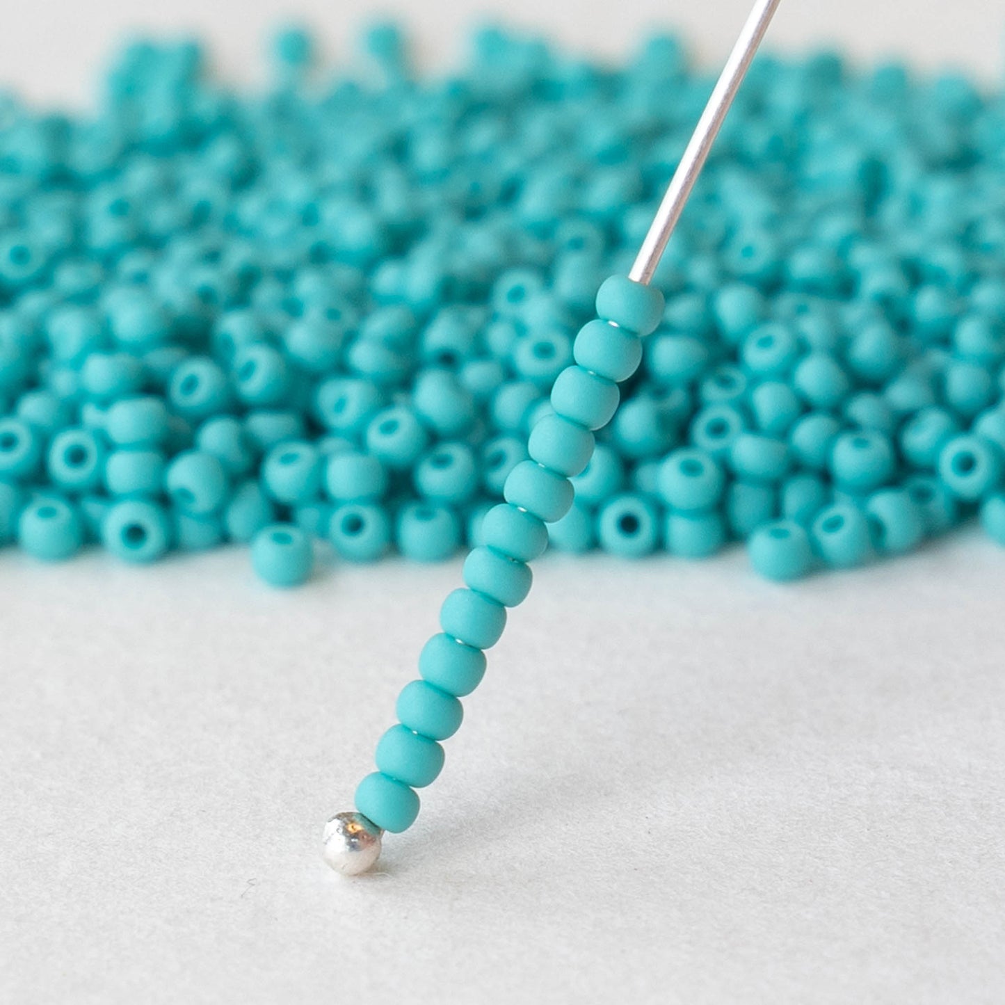 11/0 Seed Beads - Opaque Green Turquoise Matte - 24 gram Tube