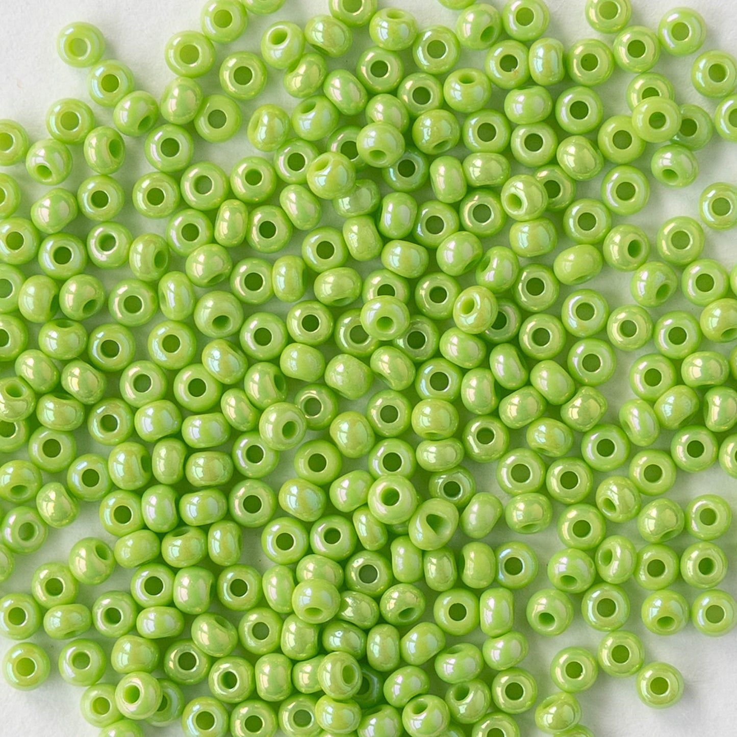 11/0 Glass Seed Beads - Opaque Light Green AB - 20 grams