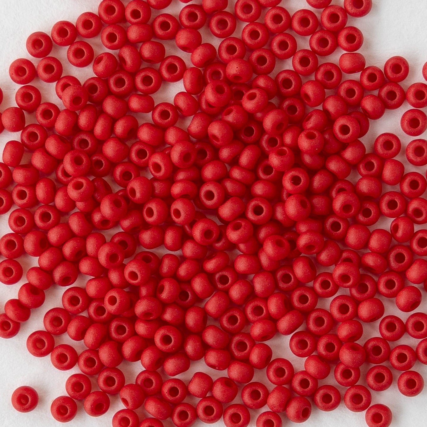 11/0 Seed Beads - Opaque Bright Red Matte - 24 grams
