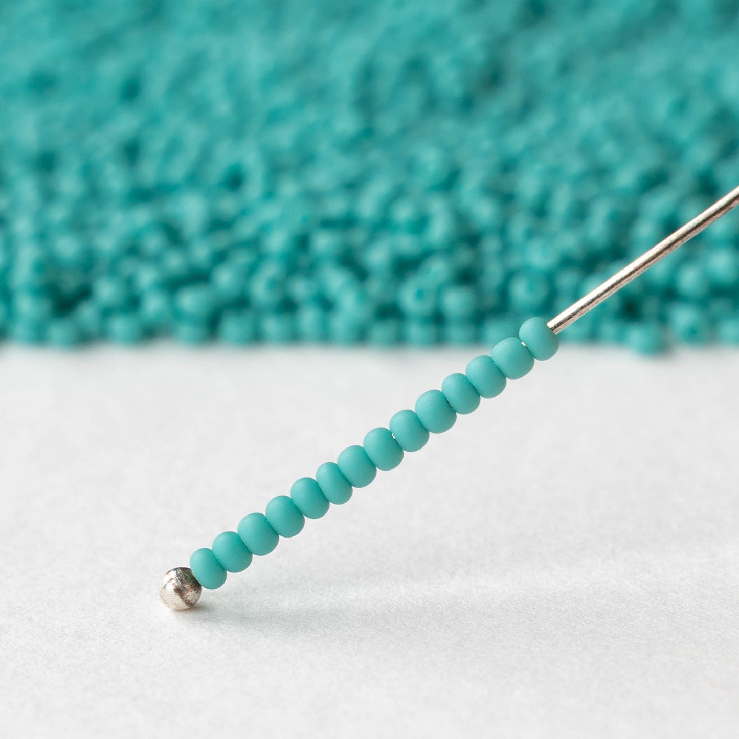 11/0 Glass Seed Beads - Opaque Turquoise Matte - 20 grams