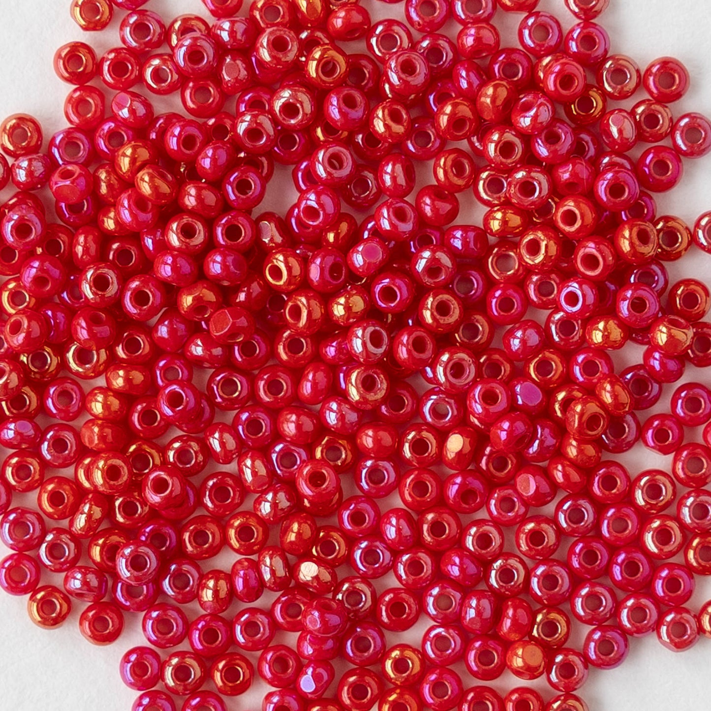 11/0 Seed Beads - Opaque Red Iris - 20 inch strands - Whole or Half hank