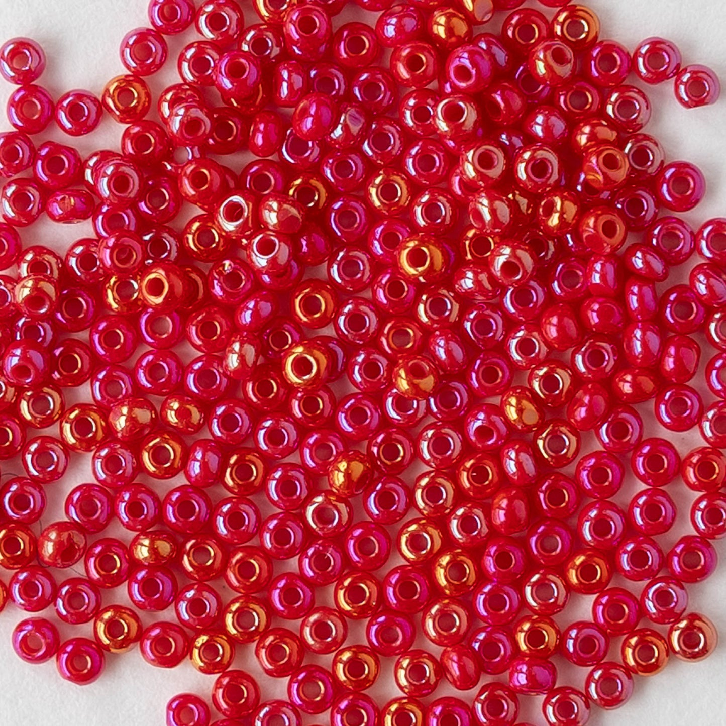 15/0 Seed Beads - Opaque Red Iris - 12 inch strands - Whole or Half hank