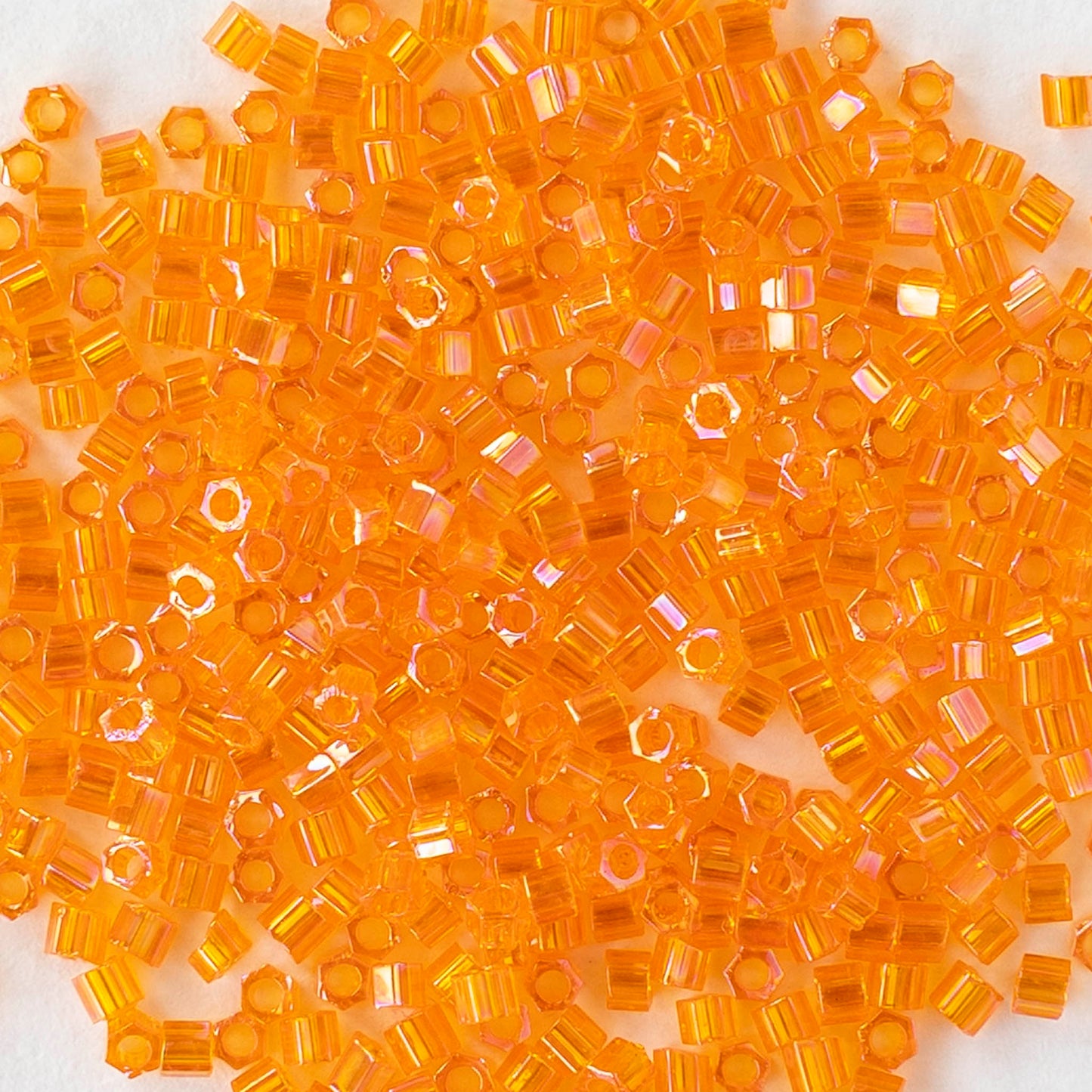 15/0 Glass Hex Cut Seed Beads - Orange Rainbow - 10 grams