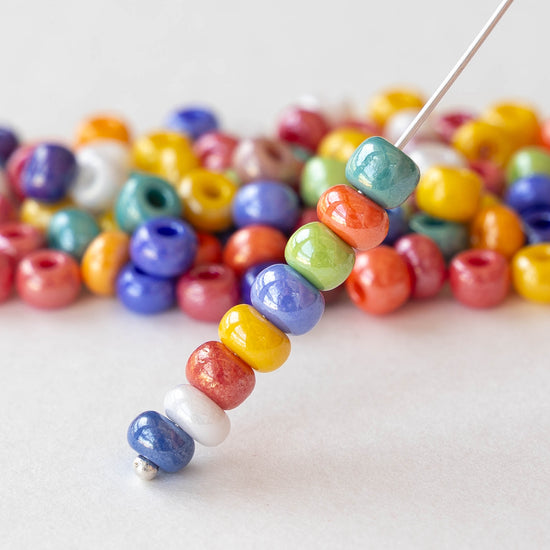3/0 Seed Beads - Opaque Luster Mix - 25 grams