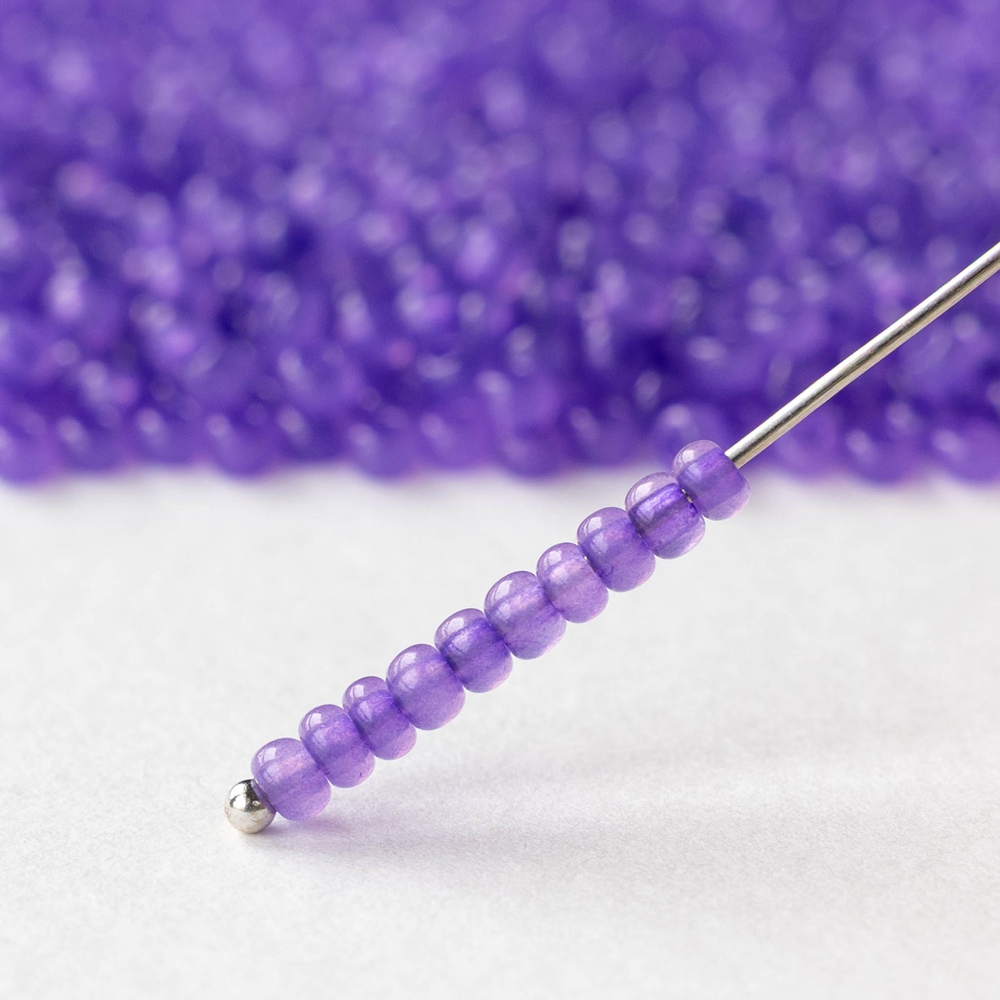 Size 8/0 Glass Seed Beads - Amethyst Opal Solgel - 20 grams