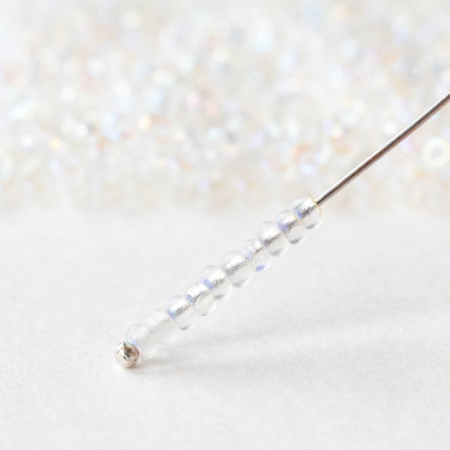 8/0 Seed Beads - Etched Crystal AB - 10 grams