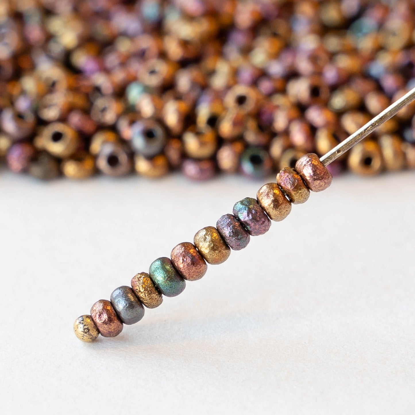 Size 8/0 Glass Seed Beads - Gold Purple Iris - 10 grams