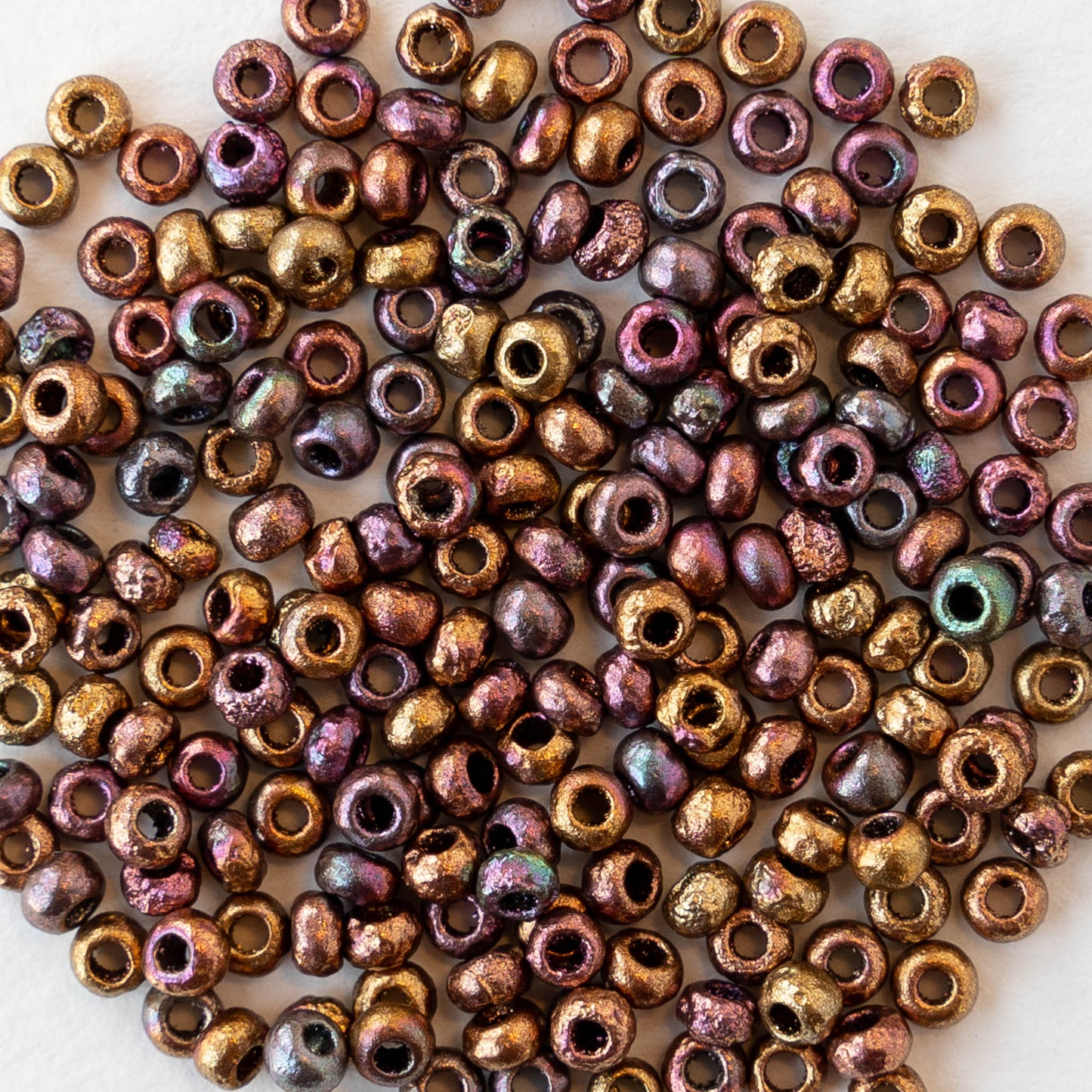 Size 8/0 Glass Seed Beads - Gold Purple Iris - 10 grams