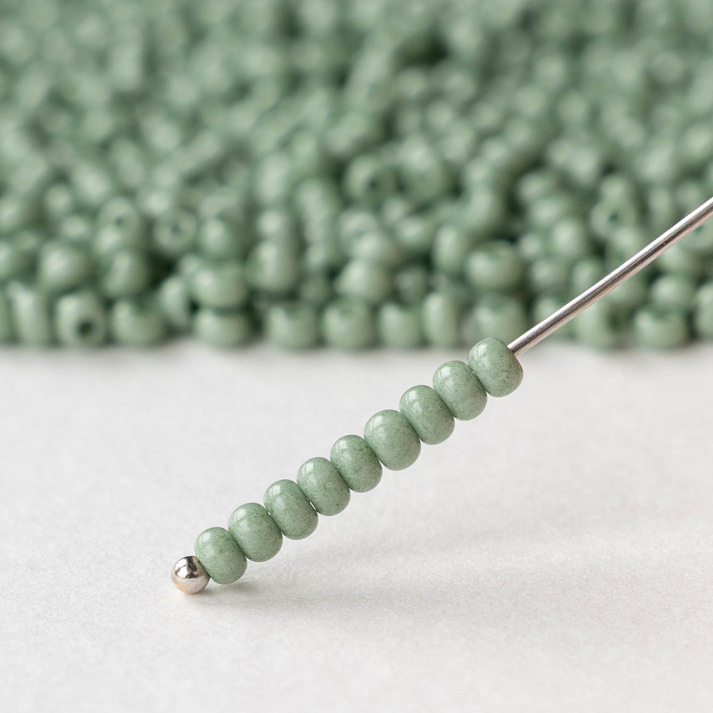 Size 8/0 Glass Seed Beads - Opaque Jade Solgel - 20 grams