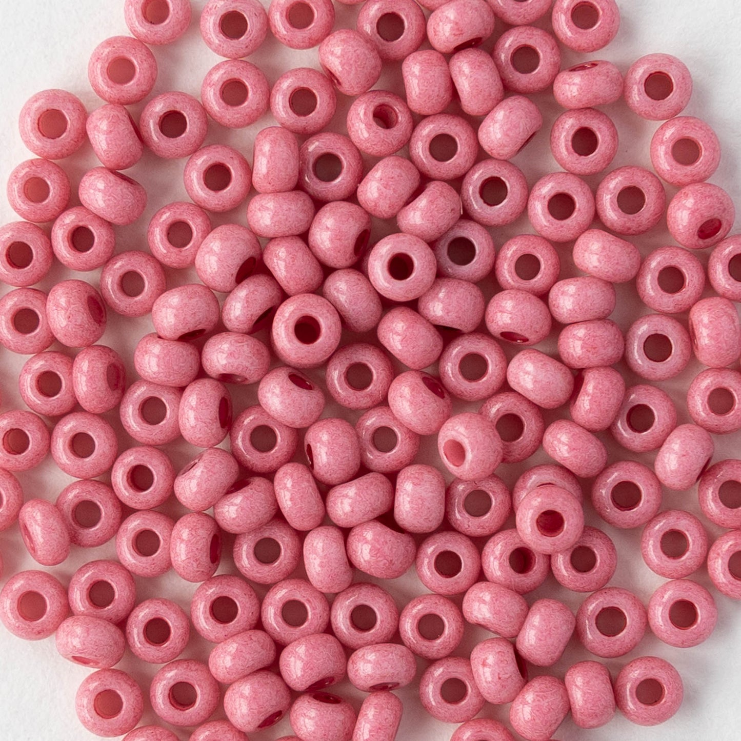 Size 8/0 Glass Seed Beads - Opaque Pink Coral Solgel - 20 grams