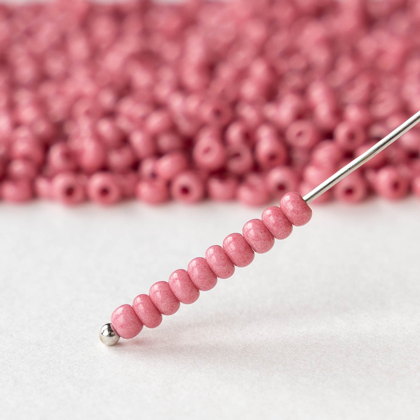 Size 8/0 Glass Seed Beads - Opaque Pink Coral Solgel - 20 grams
