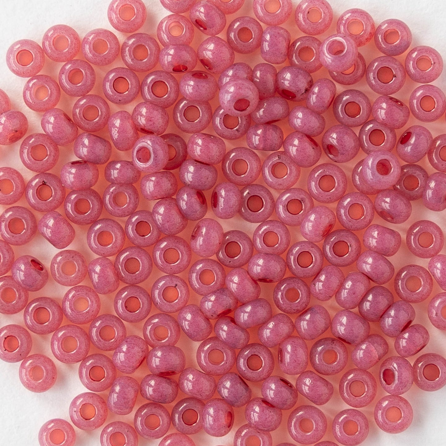 Size 8/0 Glass Seed Beads - Rose Opal Solgel - 20 grams