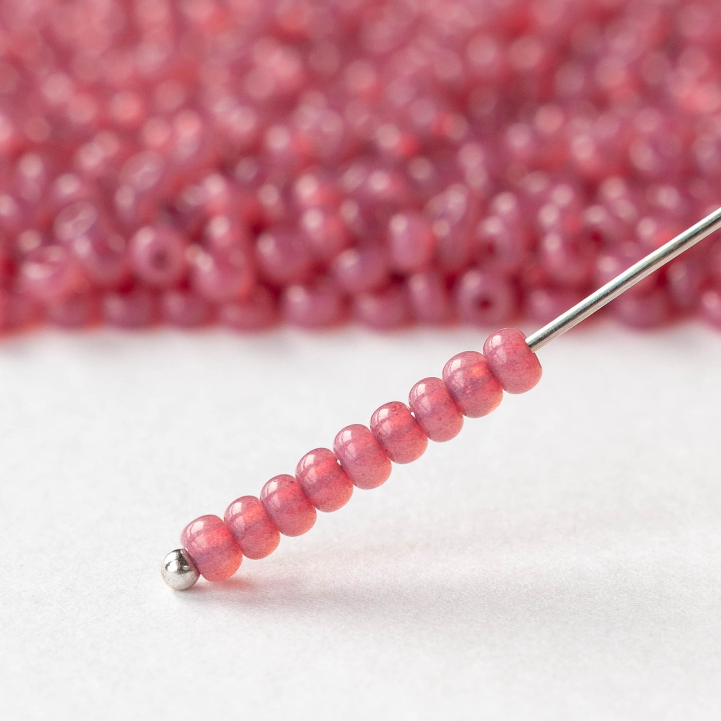 Size 8/0 Glass Seed Beads - Rose Opal Solgel - 20 grams