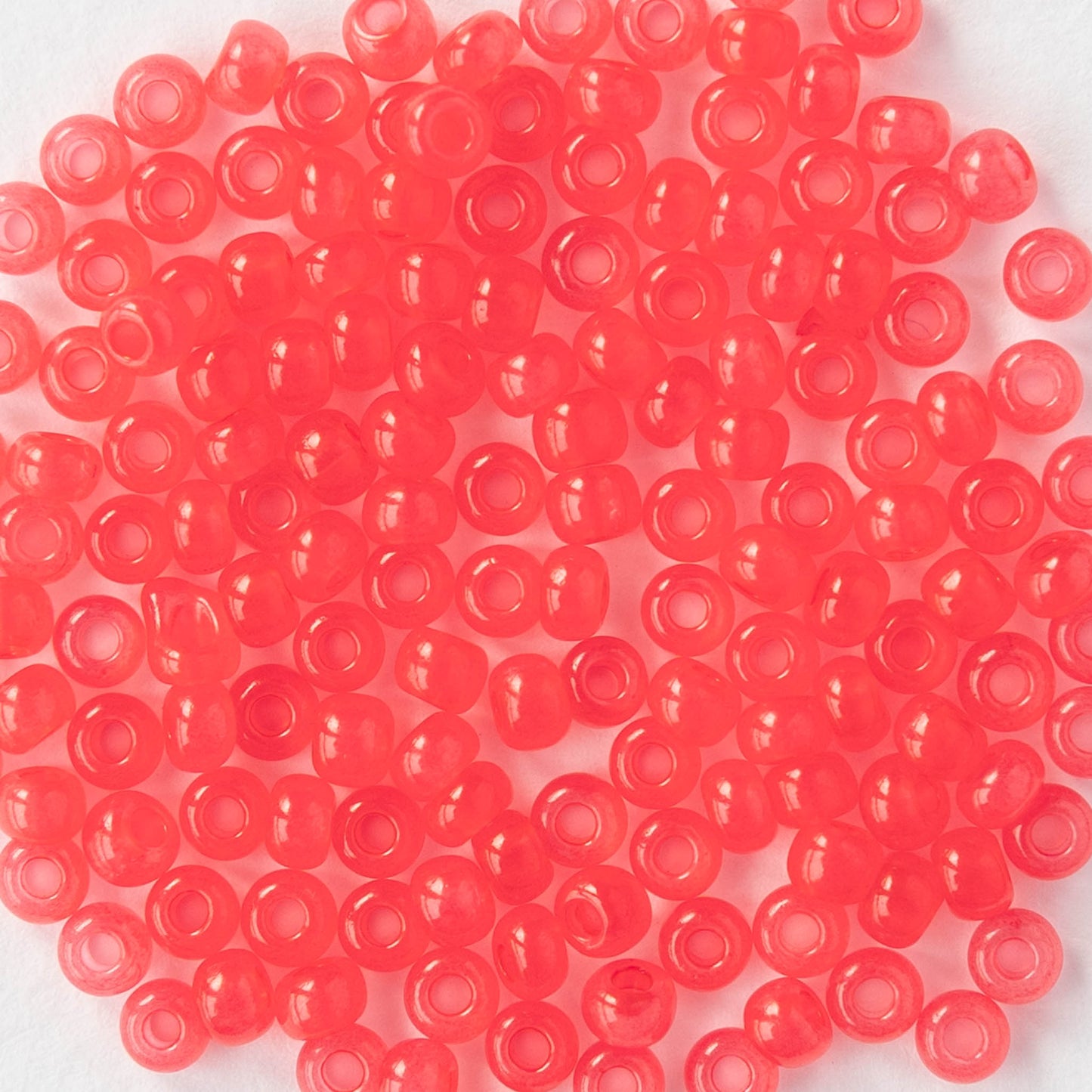 Size 8/0 Glass Seed Beads - Salmon Opal Solgel - 20 grams