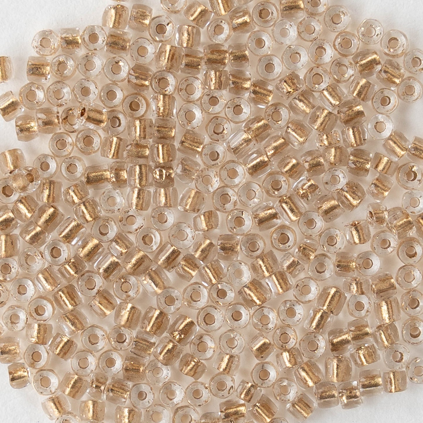 9/0 Seed Beads - Gold Lined Crystal - 18 inch strands - Whole or Half hank
