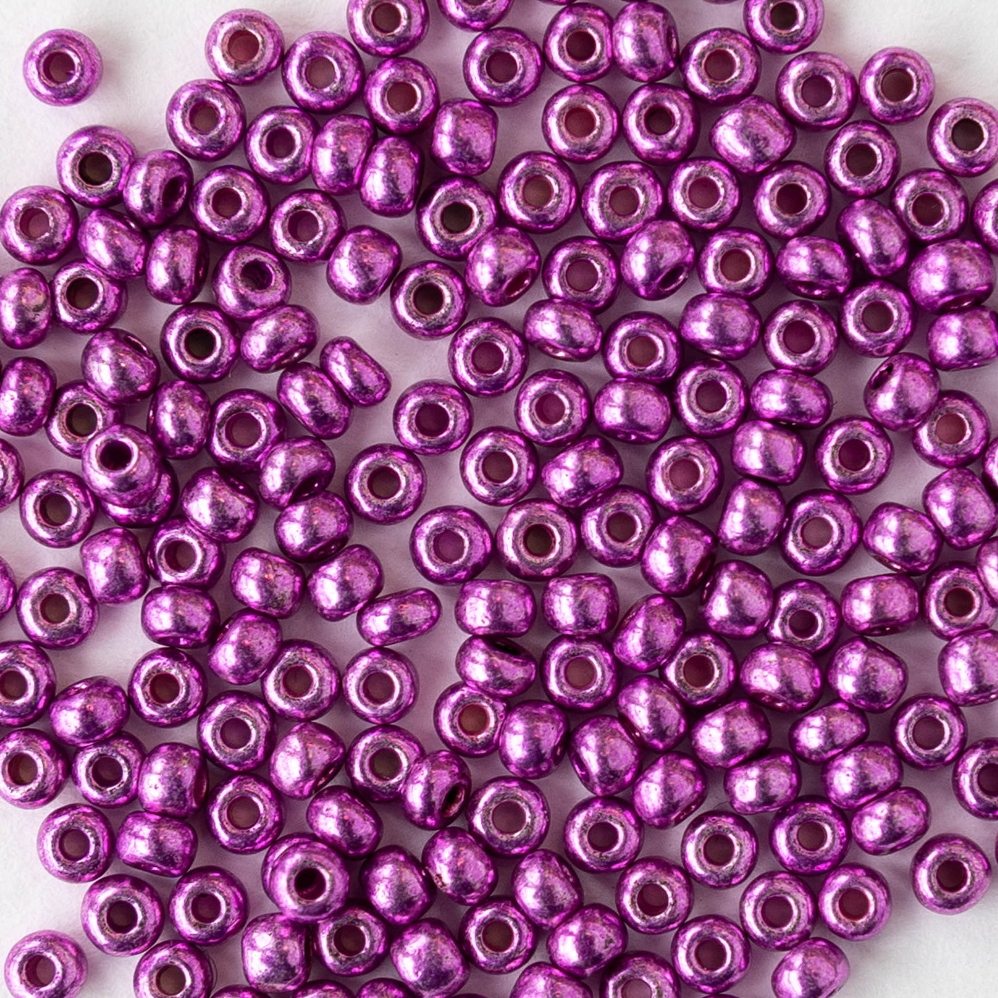 9/0 Glass Seed Beads - Metallic Pink - 18 inch strands - Whole or Half hank