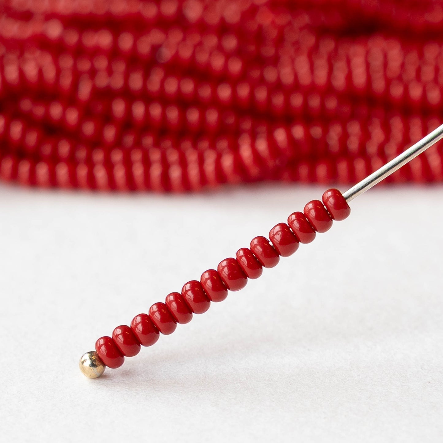 11/0 Seed Beads - Opaque Bright Red Matte - 24 grams